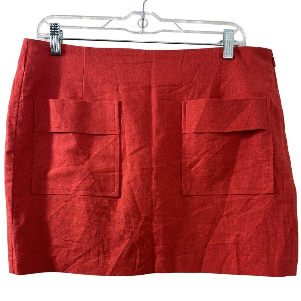 Gap Womens Red Linen Blend Utility Mini Skirt Size 10 Tomato Girl Coastal‎ Bold
